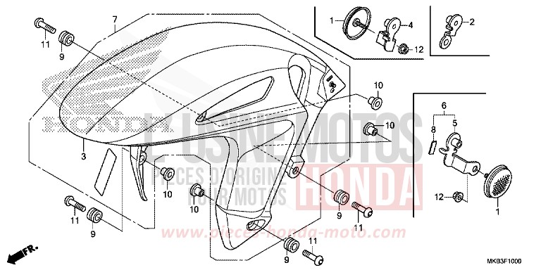 KOTFLUEGEL, VORNE von CBR1000RR „Fireblade“ ROSS WHITE (NH196) von 2016